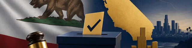 California state flag with pending wealth tax ballot theme