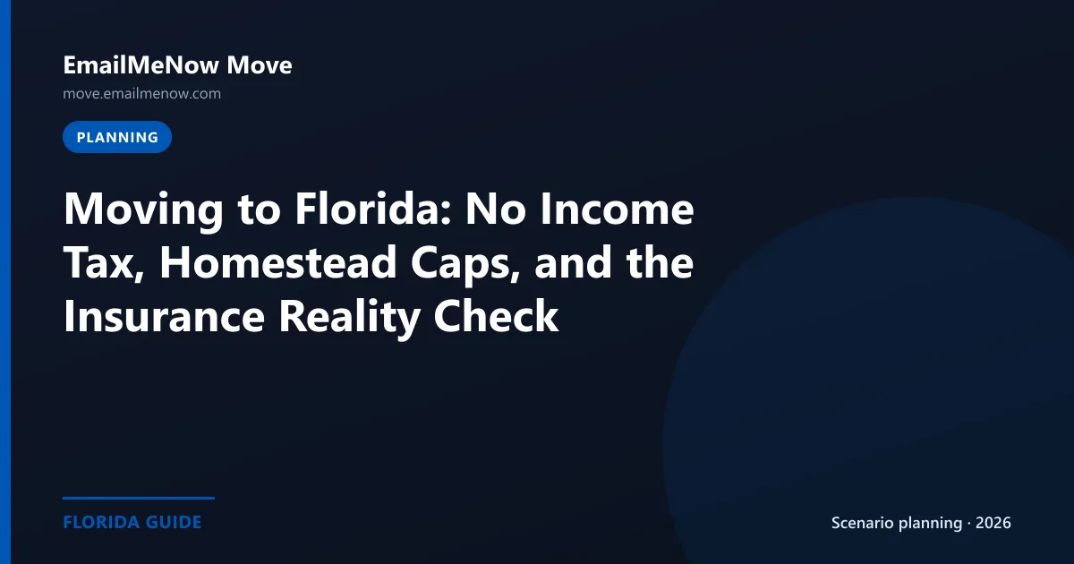 Florida state flag with relocation and tax savings theme