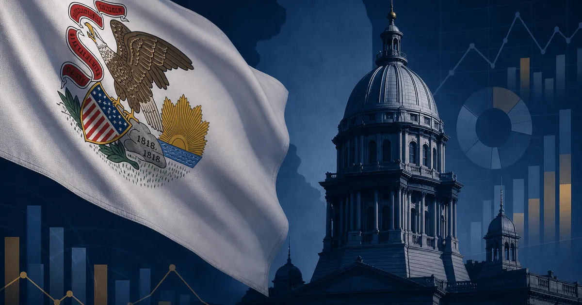 Illinois state flag with pending tax proposals theme