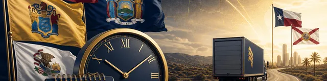 State flags with clock showing urgency to relocate before tax rule changes