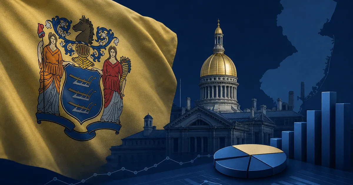 New Jersey state flag with pending tax proposals theme