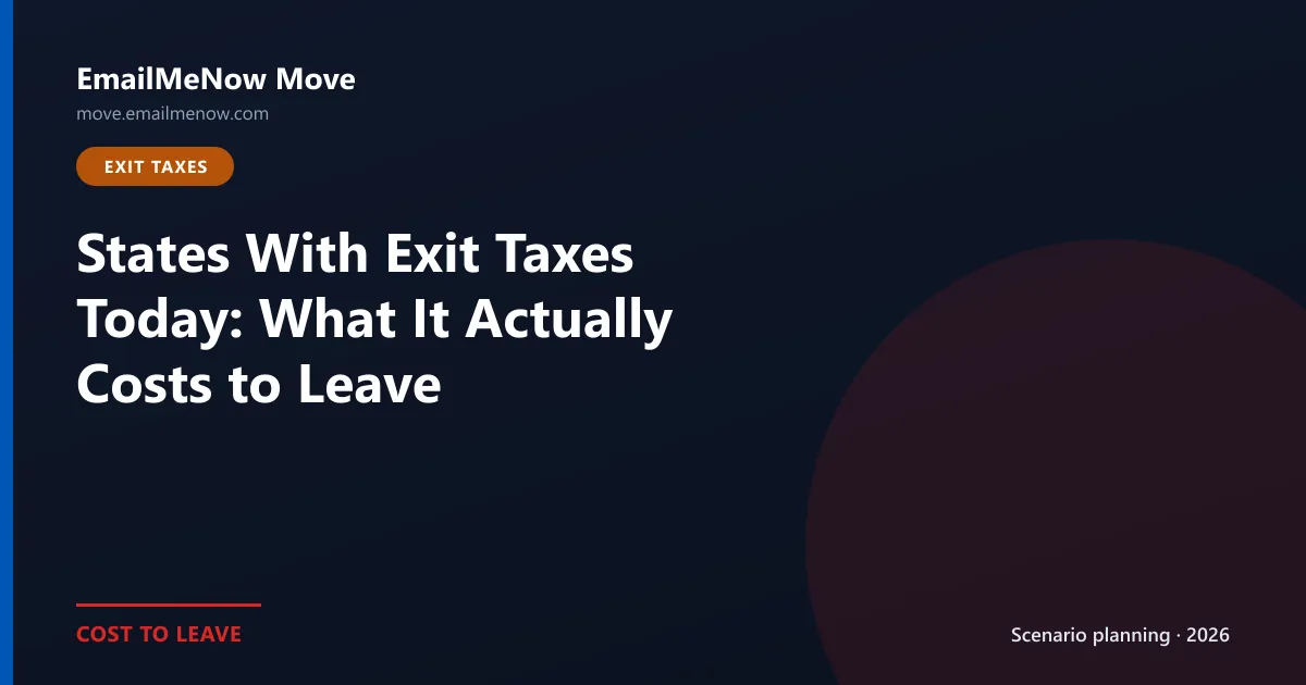 State flags with clock showing cost of leaving high-tax states